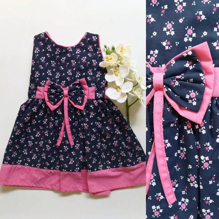 VESTIDO AZUL CON FLORES - Mibebu -  Ropa Infantil