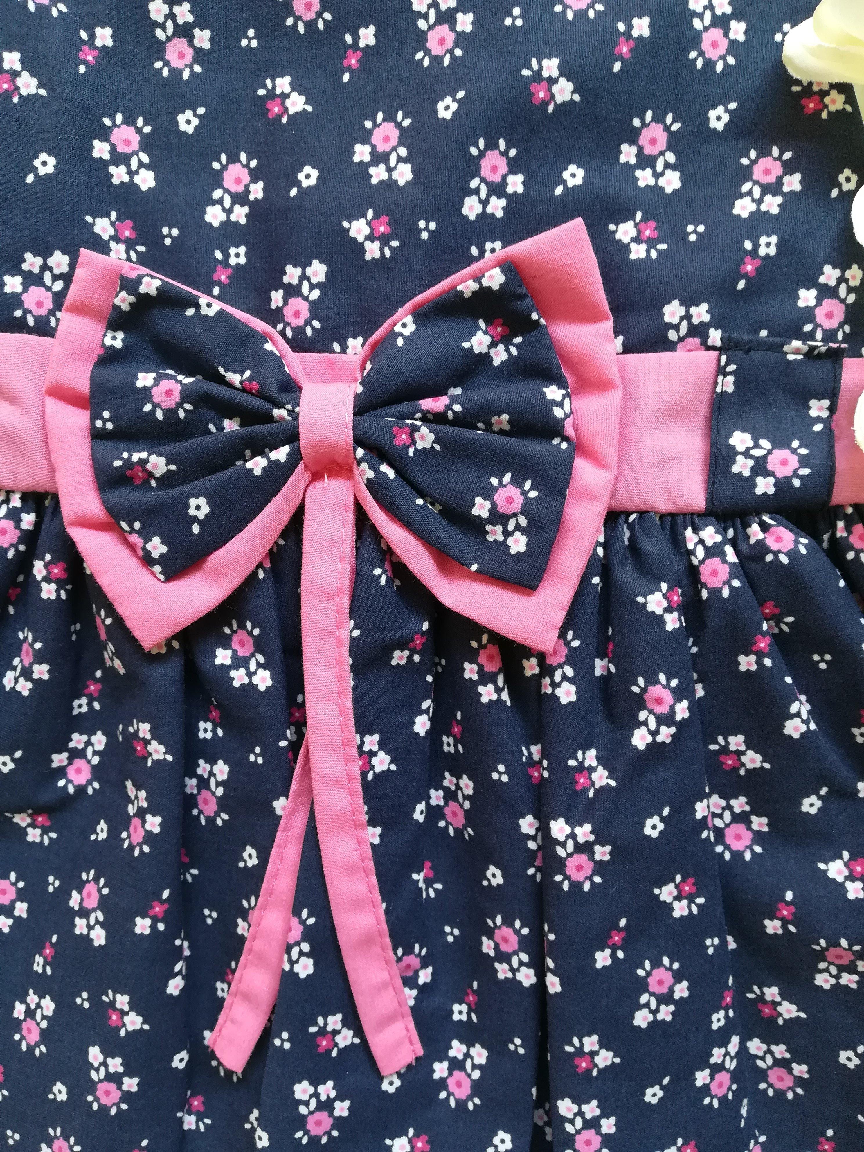 VESTIDO AZUL CON FLORES - Mibebu -  Ropa Infantil