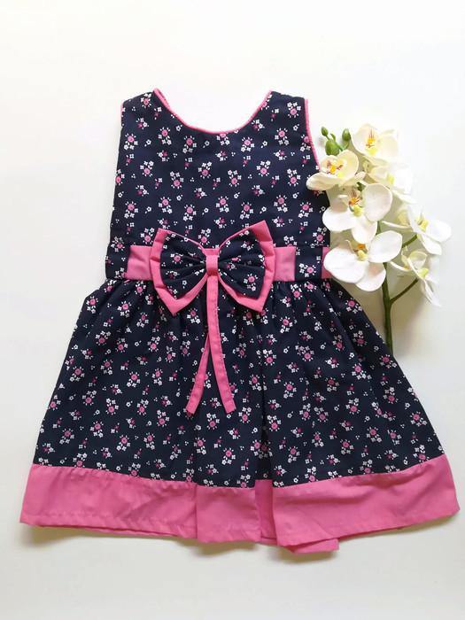 VESTIDO AZUL CON FLORES - Mibebu -  Ropa Infantil