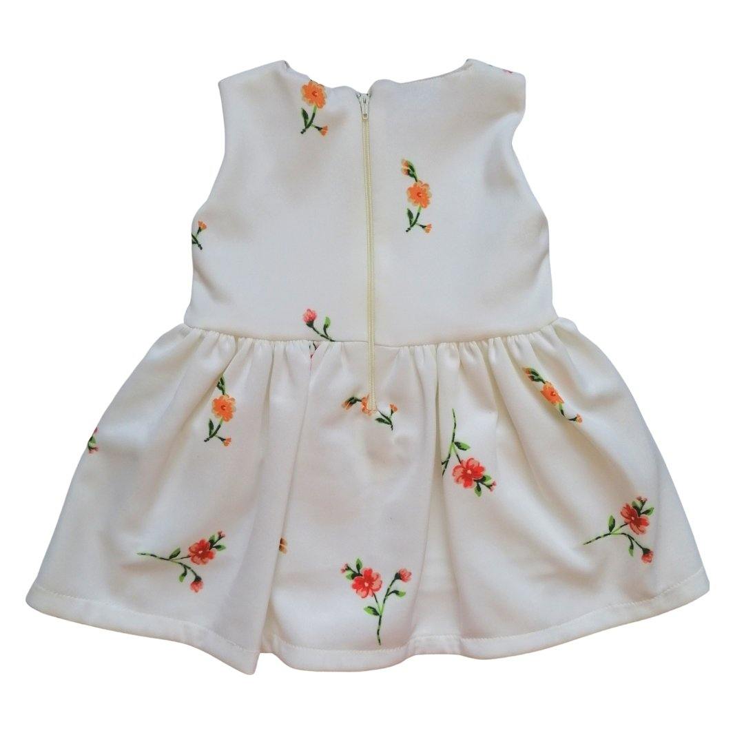 VESTIDO BLANCO CON SUETER  ROSA NIÑA - Mibebu -  Ropa Infantil