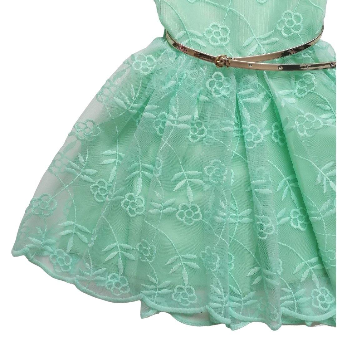 VESTIDO  ENCAJE  MENTA NIÑA - Mibebu -  Ropa Infantil