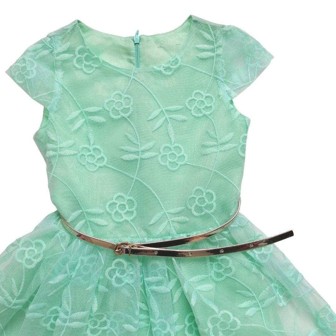 VESTIDO  ENCAJE  MENTA NIÑA - Mibebu -  Ropa Infantil