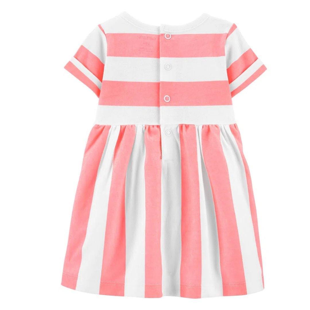 VESTIDO RAYAS BLANCO Y ROSA CARTERS NIÑA - Mibebu -  Ropa Infantil