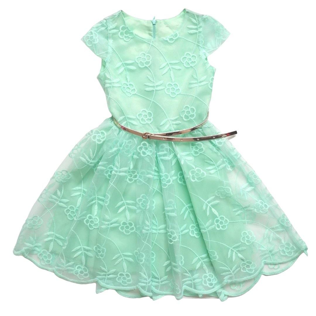 VESTIDO  ENCAJE  MENTA NIÑA - Mibebu -  Ropa Infantil