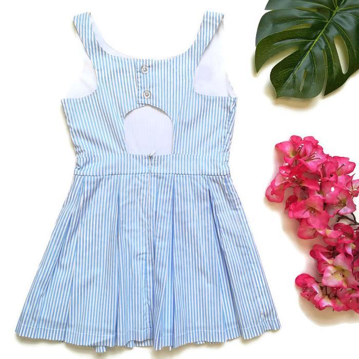 VESTIDO AZUL CON BORDADO - Mibebu -  Ropa Infantil