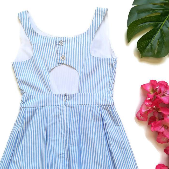 VESTIDO AZUL CON BORDADO - Mibebu -  Ropa Infantil