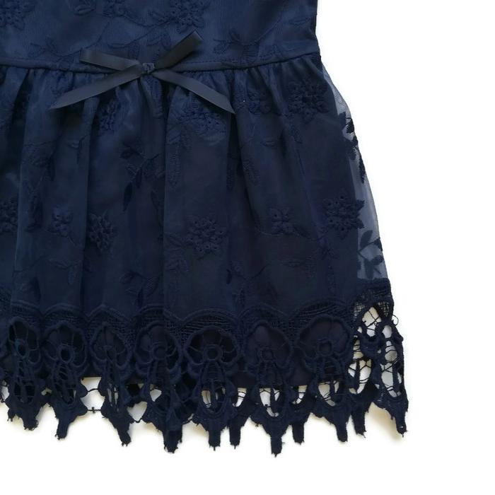 VESTIDO AZUL BORDADO - Mibebu -  Ropa Infantil