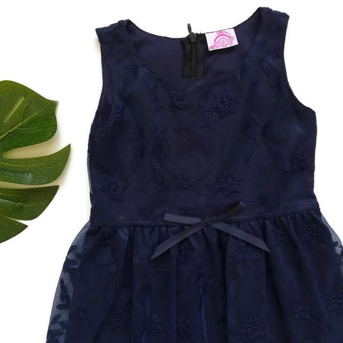 VESTIDO AZUL BORDADO - Mibebu -  Ropa Infantil