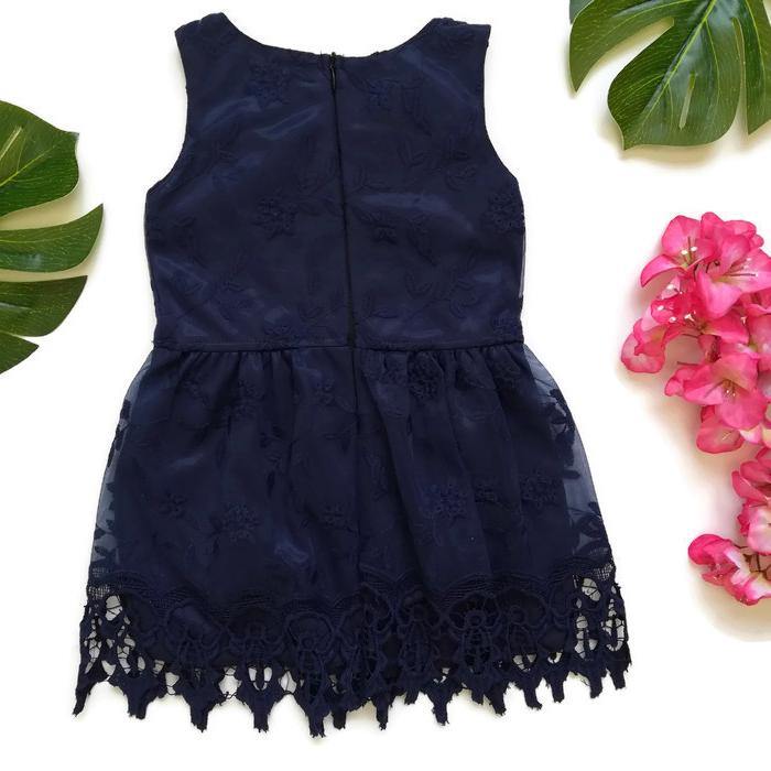 VESTIDO AZUL BORDADO - Mibebu -  Ropa Infantil