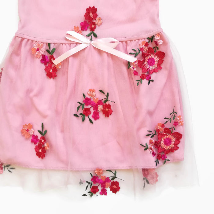 VESTIDO ROSA BORDADO NIÑA