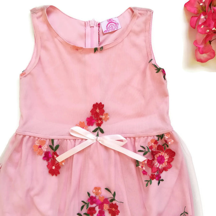 VESTIDO ROSA BORDADO NIÑA