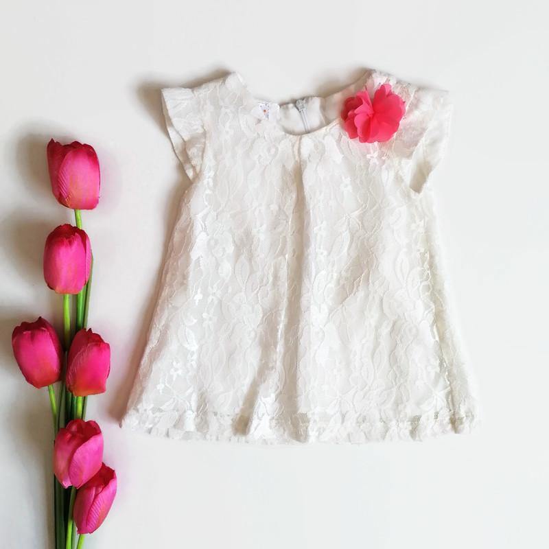 VESTIDO  ENCAJE BLANCO NIÑA - Mibebu -  Ropa Infantil