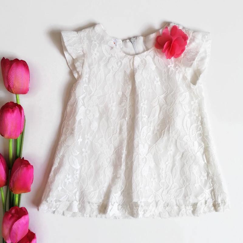 VESTIDO  ENCAJE BLANCO NIÑA - Mibebu -  Ropa Infantil