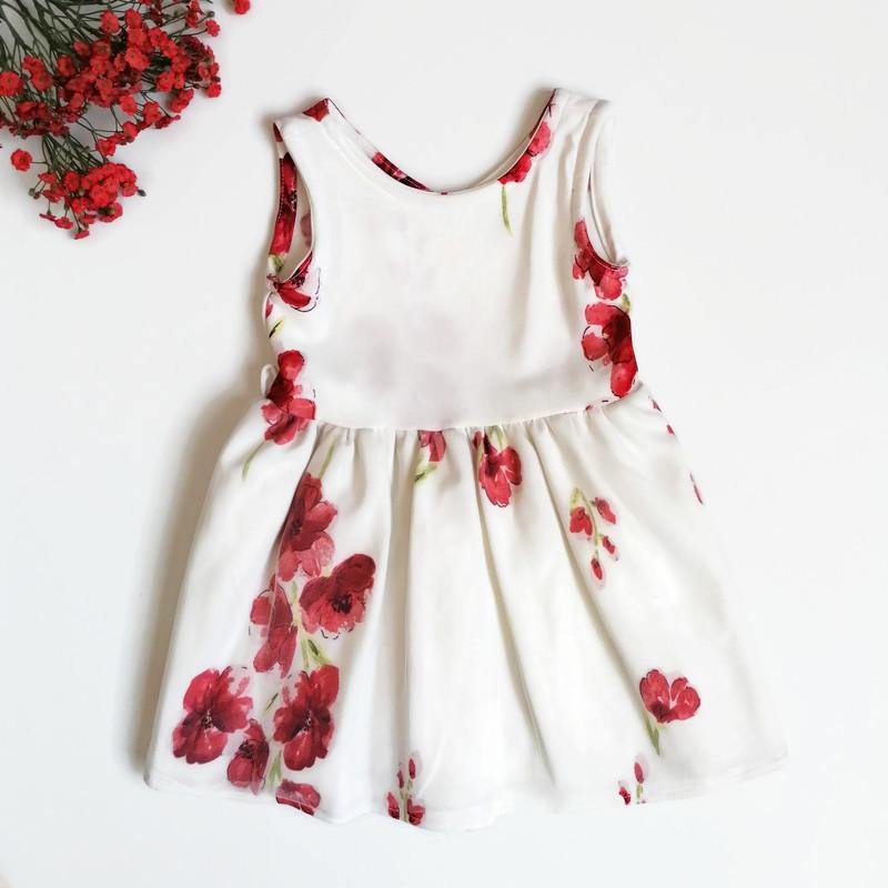 VESTIDO  BEIGE FLORAL NIÑA - Mibebu -  Ropa Infantil