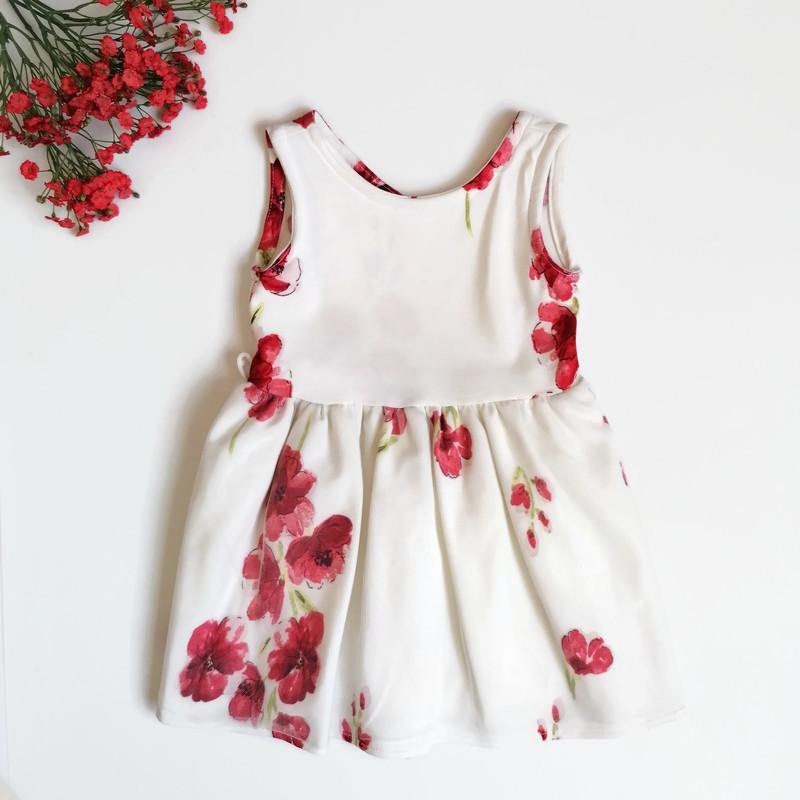 VESTIDO  BEIGE FLORAL NIÑA - Mibebu -  Ropa Infantil