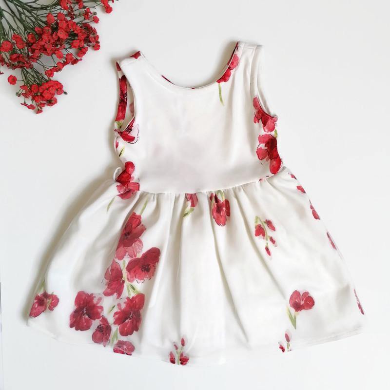 VESTIDO  BEIGE FLORAL NIÑA - Mibebu -  Ropa Infantil