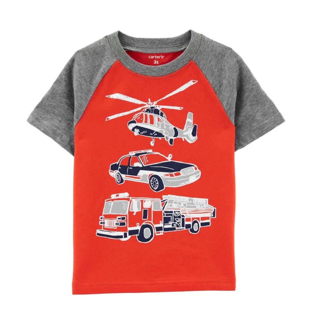 PLAYERA ROJA VEHÍCULOS NIÑO CARTERS - Mibebu -  Ropa Infantil